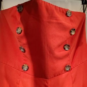 Red strapless jumpsuit